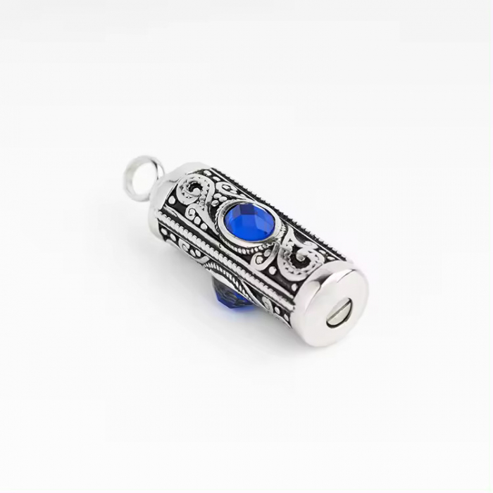 Colier comemorativ cu urna de incinerare cu piatra de zirconiu din oțel inoxidabil, silver [9]
