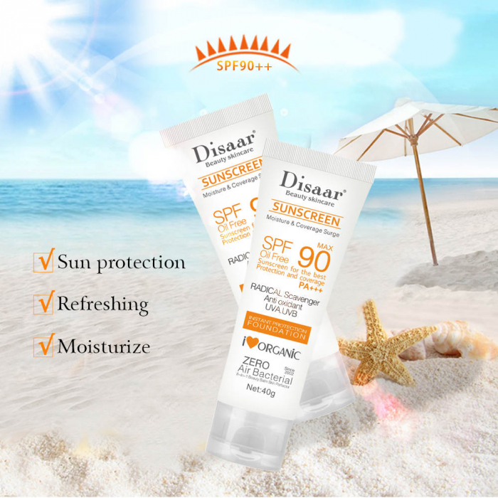 Crema cu protectie solara SPF 90 PAA+++ impotriva UVA/UVB protectie maxima rezistenta la transfer si transpiratie, 40 ML [5]