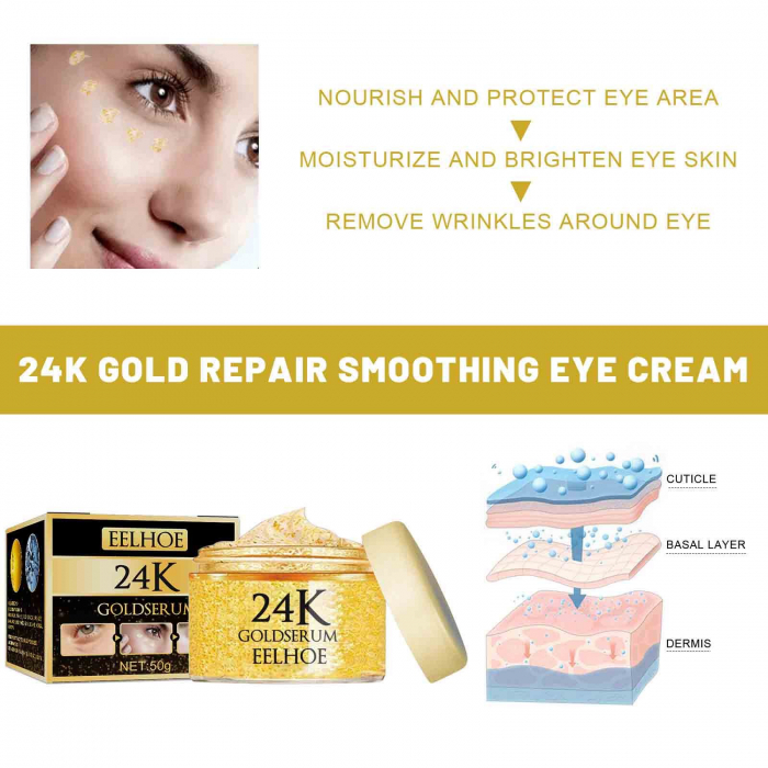 Crema de ochi cu aur 24K si acid hialuronic pentru reducerea cearcanelor si ridurilor, 50g [5]
