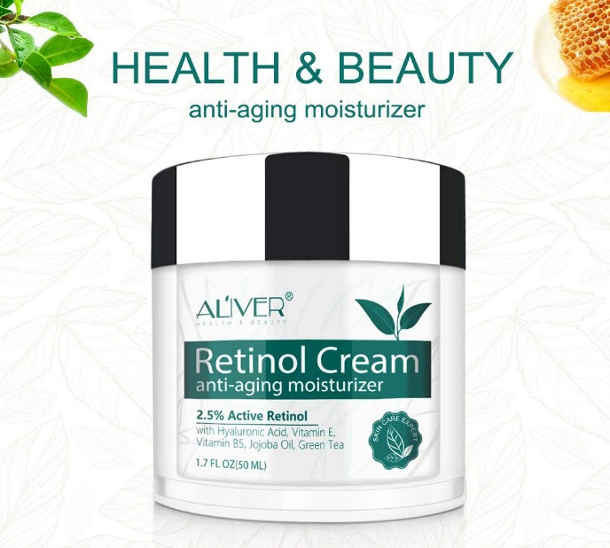 Crema de zi si noapte Aliver Retinol pentru fata, gat si decolteu cu 2,5% retinol activ + acid hialuronic, aloe si ceai verde, 50 ml [3]