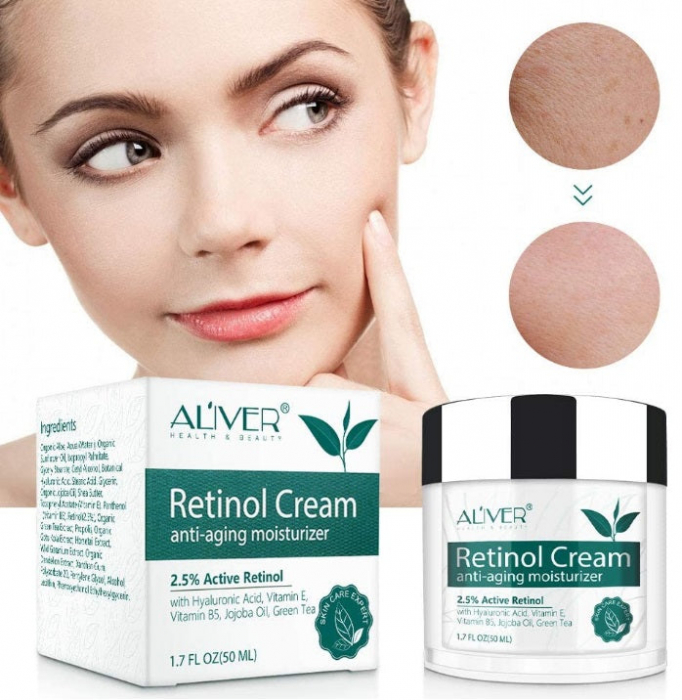 Crema de zi si noapte Aliver Retinol pentru fata, gat si decolteu cu 2,5% retinol activ + acid hialuronic, aloe si ceai verde, 50 ml [5]