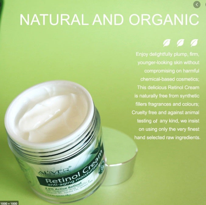 Crema de zi si noapte Aliver Retinol pentru fata, gat si decolteu cu 2,5% retinol activ + acid hialuronic, aloe si ceai verde, 50 ml [2]