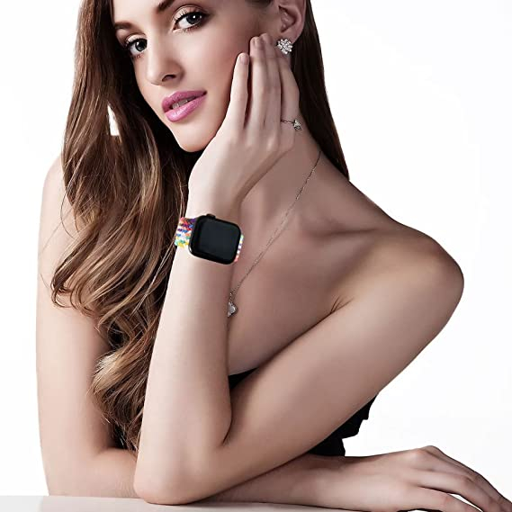 Curea impletita curcubeu smartwatch Apple Watch 38-40-41 mm Pride, multicolor [6]