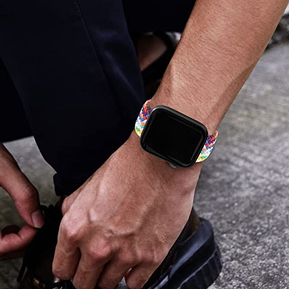 Curea impletita curcubeu smartwatch Apple Watch 38-40-41 mm Pride, multicolor [3]