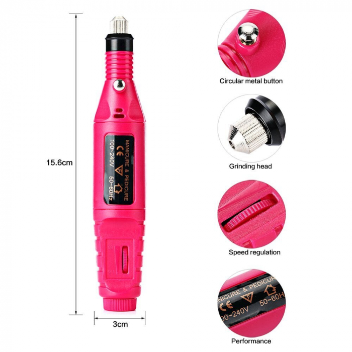 Freza Electrica unghii Semiprofesionala, 3000 - 20.000 RPM [4]