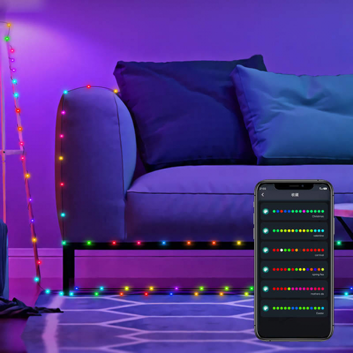 Instalatie smart LED-RGB controlata de aplicatie cu temporizator si sincronizare pe muzica pentru interior/exterior, 10 m [10]