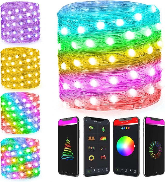 Instalatie smart LED-RGB controlata de aplicatie cu temporizator si sincronizare pe muzica pentru interior/exterior, 10 m [5]