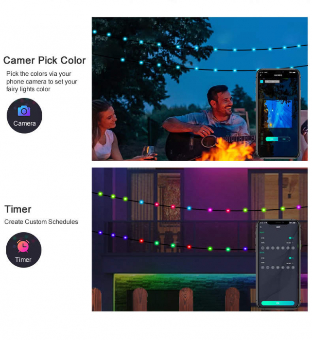 Instalatie smart LED-RGB controlata de aplicatie cu temporizator si sincronizare pe muzica pentru interior/exterior, 10 m [9]
