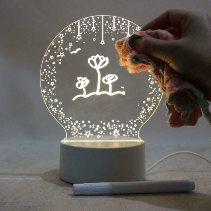 Lampa Led cu mesaj luminos personalizabil 3D cu stilou incarcare usb, alb [4]