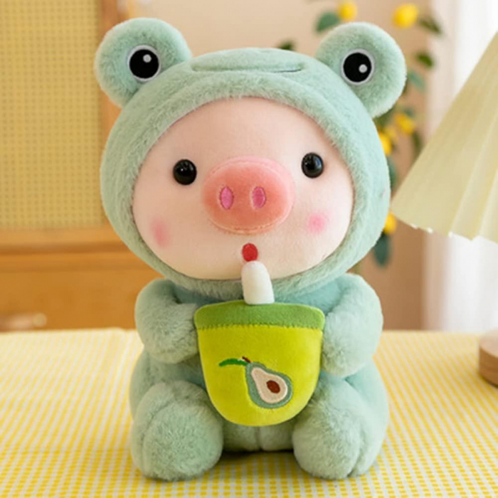 Porcusor deghizat in broscuta cu boba tea de plus pentru copii, 25 cm, verde [2]