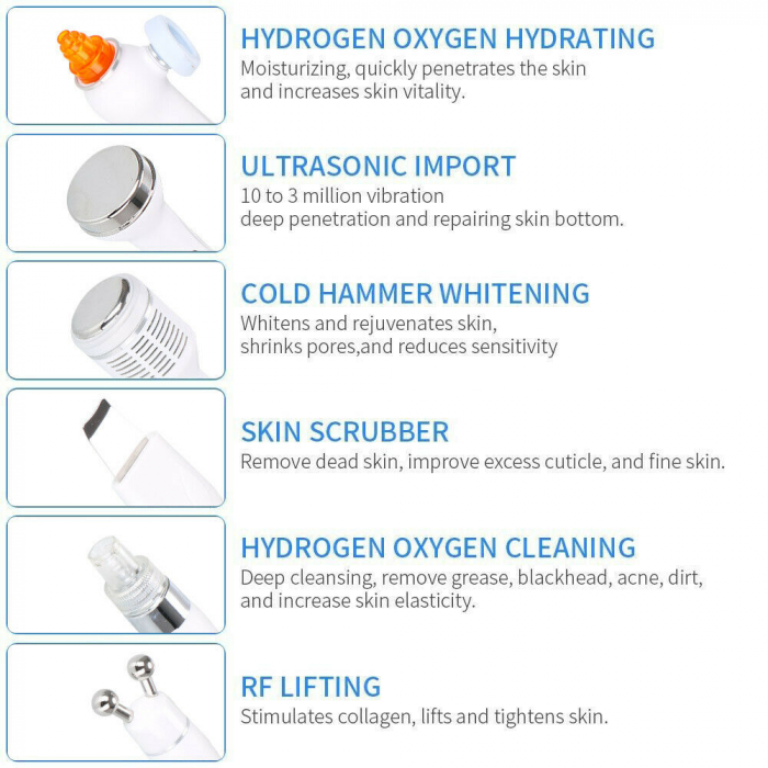 Aparat Cosmetic Profesional 6 in1 H2 O2 Jet Hidroxigen Micro Bule [7]