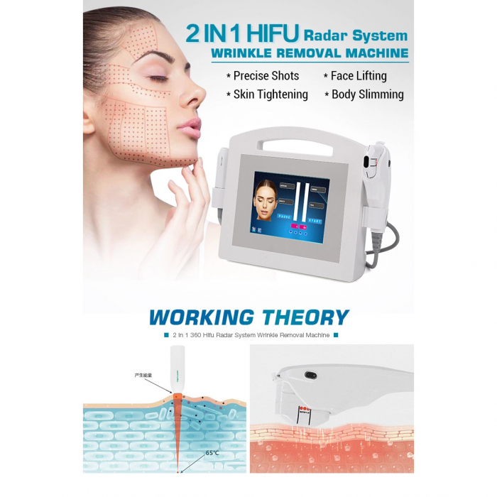  Aparat HIFU 2 in 1 Remodelare Faciala, Lifting, Radar V Line Profesional High Intensity Focused Ultrasound [4]