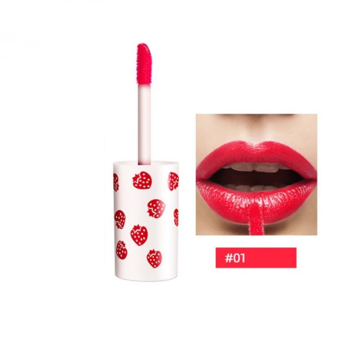 Ruj lichid tip tatuaj 2in1 pentru buze si obraji waterproof cu efect mat si miros delicios de capsuni, corai [5]