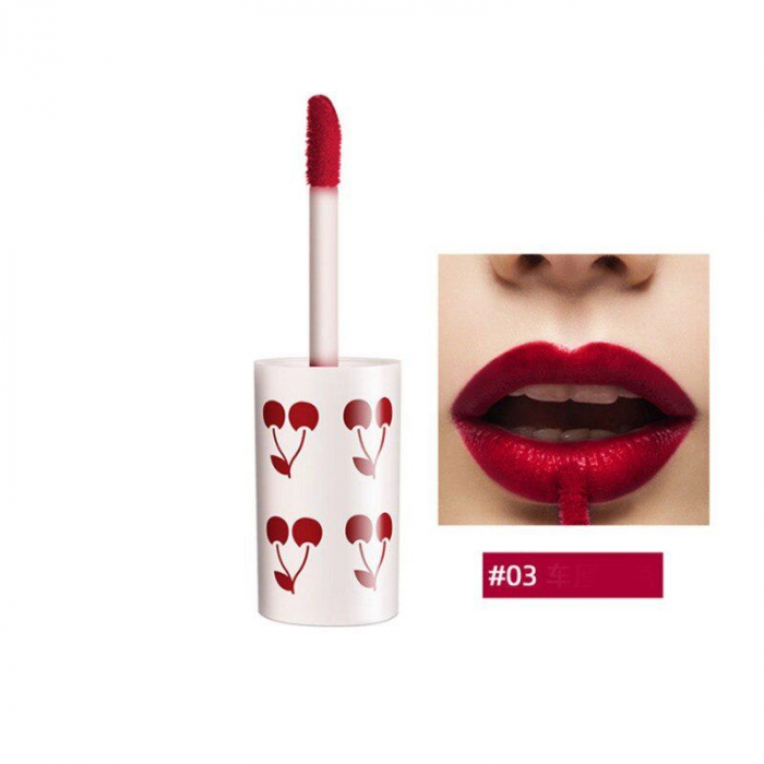 Ruj lichid tip tatuaj 2in1 pentru buze si obraji waterproof cu efect mat si miros delicios de cirese, visiniu [5]