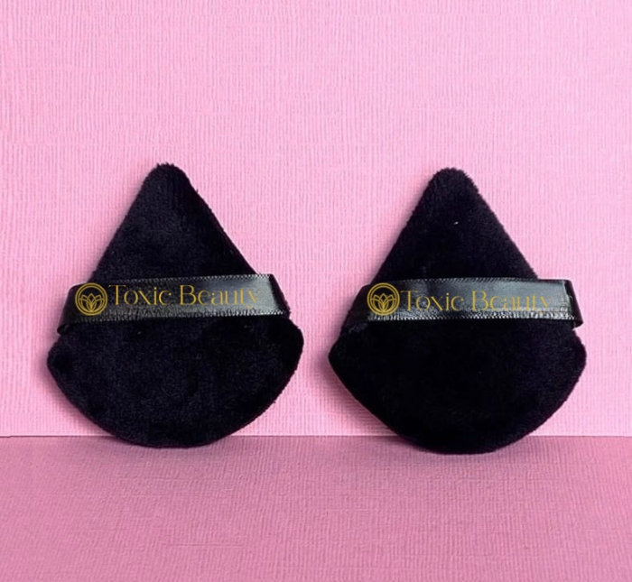 Set 2 bureti machiaj triunghi Powder Puff reutilizabil pentru produse solide si lichide, negru [4]