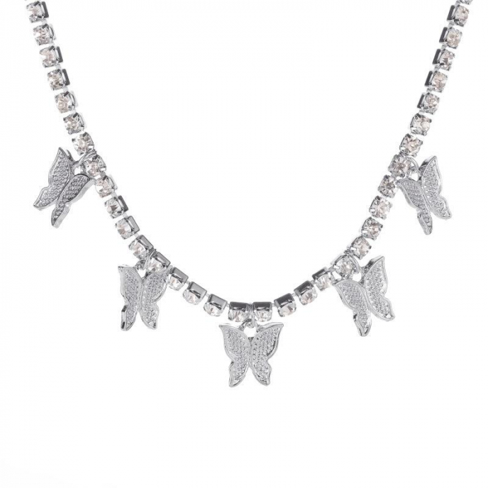 Set 2 lanturi cu fluturi stralucitori cu pietre de zirconiu, silver [3]