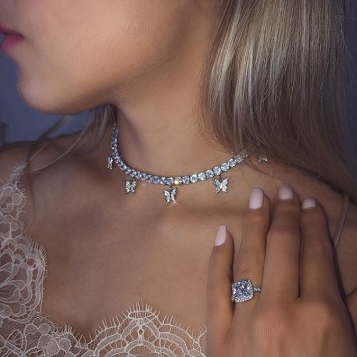 Set 2 lanturi cu fluturi stralucitori cu pietre de zirconiu, silver [2]