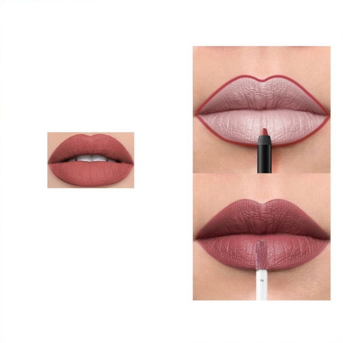 Set ruj mat waterproof si creion kit complet buze vegan cu miros de ananas, Subtle [4]