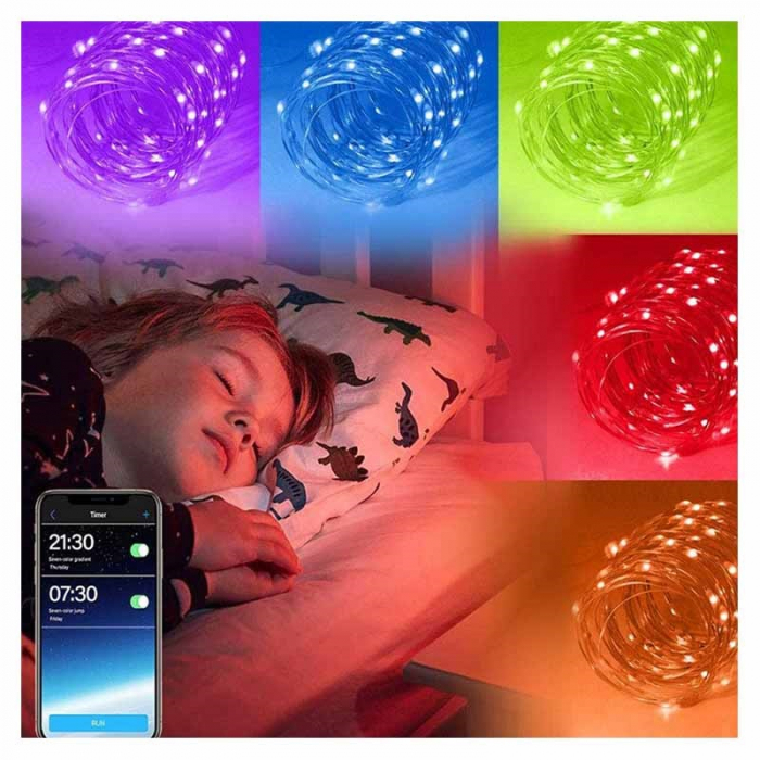 Instalatie smart LED-RGB controlata de aplicatie cu temporizator si sincronizare pe muzica pentru interior/exterior, 10 m [2]