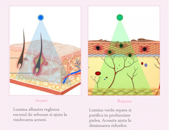 Aparat rejuvenare faciala 7 in 1 ultrasonic-foton, lifting, prevenire acnee, antirid, curatare si hidratare ten, rosu [4]