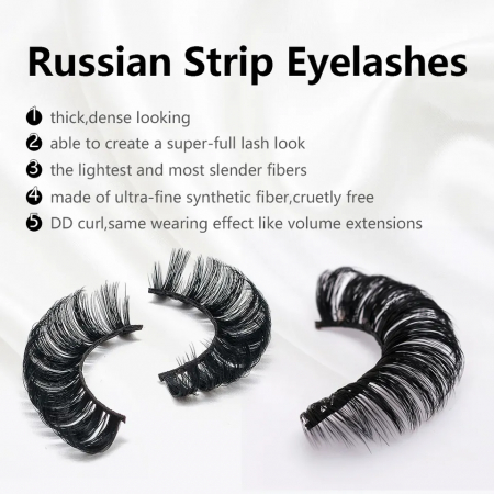 Gene false banda efect Russian Volume 3D Extreme Mink curbura D, negru [6]