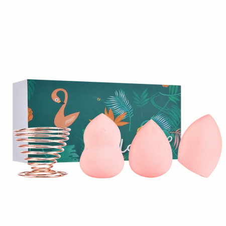 Set 3 bureti machiaj fara latex si suport metalic Flamingo roz