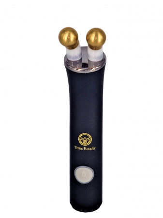 Aparate intretinere si ingrijire corporala - Aparat masaj facial cu vibratii, microcurent si led pentru indepartarea ridurilor si cearcanelor, negru