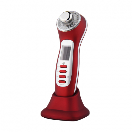 Aparat rejuvenare faciala 7 in 1 ultrasonic-foton, lifting, prevenire acnee, antirid, curatare si hidratare ten, rosu [0]