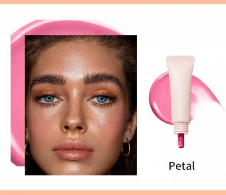Blush lichid cremos 2in1 pentru un look natural stralucitor Cheek Kiss Vegan, Rose Petal [1]