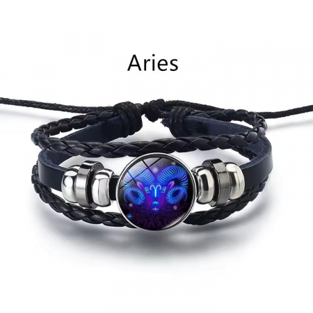 Bratara manifestarii pentru calm si noroc alunga negativitatea cu semne zodiacale este reglabila si unisex, Berbec [0]
