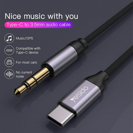 Cablu Adaptor Auxiliar audio Type-C la Jack 3.5mm Yesido YAU20, negru [4]
