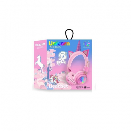 Casti copii Unicorn Bluetooth cu led si protectie urechi, universale, roz [2]