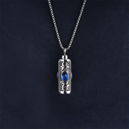 Colier comemorativ cu urna de incinerare cu piatra de zirconiu din oțel inoxidabil, silver [1]