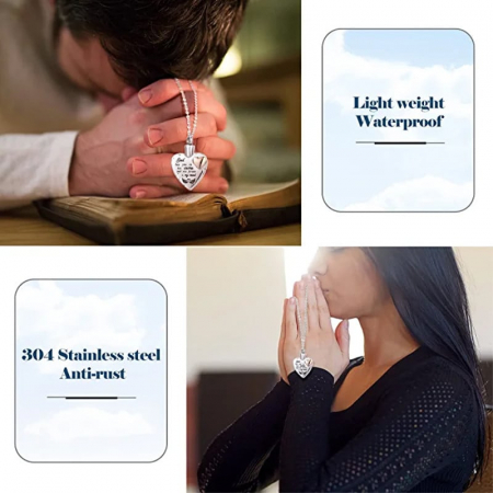 Colier comemorativ inima cu urna de incinerare cu piatra de zirconiu din oțel inoxidabil, silver [1]