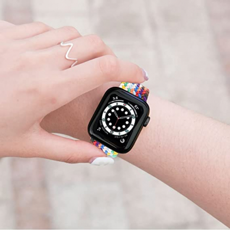 Curea impletita curcubeu smartwatch Apple Watch 38-40-41 mm Pride, multicolor [4]