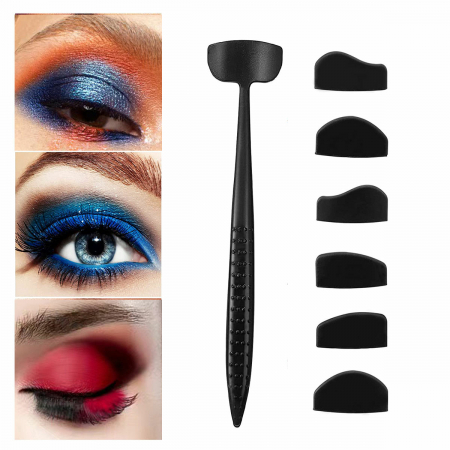 Kit aplicator fard cut crease cu 6 capete, negru [2]