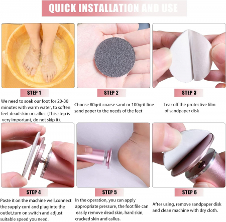 Freza electrica profesionala pentru picioare, indepartare piele uscată, crapata, tare și calusuri, OEM [5]