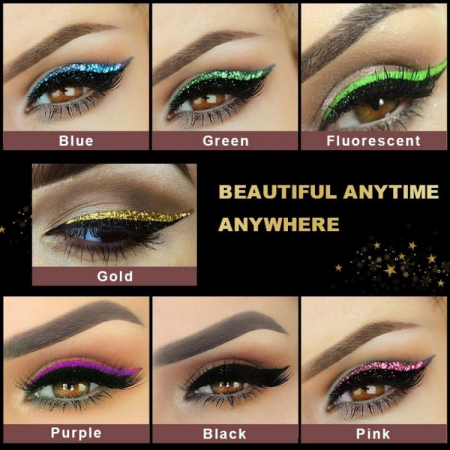 Set 4 Perechi de Gene cu Eyeliner si Glitter reutilizabile, verde neon [1]
