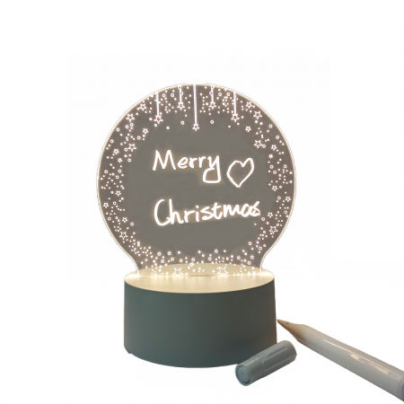 Toate produsele - Lampa Led cu mesaj luminos personalizabil 3D cu stilou incarcare usb, alb