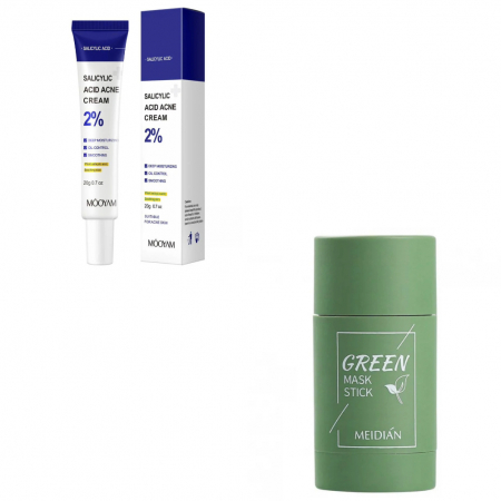 Pachet Adio Cosuri Masca cu ceai verde si argila + Crema cu acid salicilic 2% [0]