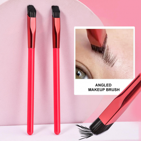 Pensula machiaj multifunctionala inclinata 3d pentru sprancene si linia parului, rosu [5]
