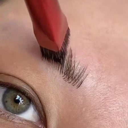 Pensula machiaj multifunctionala inclinata 3d pentru sprancene si linia parului, rosu [1]