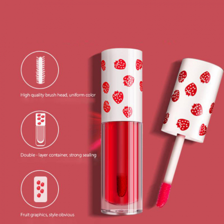 Ruj lichid tip tatuaj 2in1 pentru buze si obraji waterproof cu efect mat si miros delicios de capsuni, corai [1]