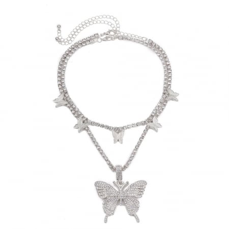Toate produsele - Set 2 lanturi cu fluturi stralucitori cu pietre de zirconiu, silver