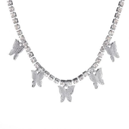 Set 2 lanturi cu fluturi stralucitori cu pietre de zirconiu, silver [2]
