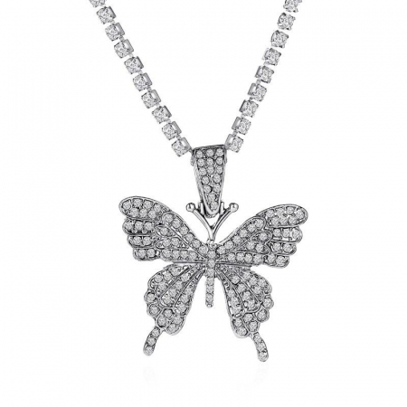 Set 2 lanturi cu fluturi stralucitori cu pietre de zirconiu, silver [3]