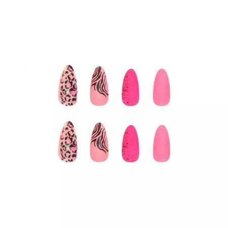 Toate produsele - Set unghii false autoadezive tip press-on 24 de bucati animal print, Electric Pink