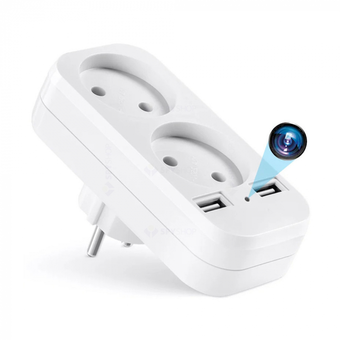 Adaptador de Enchufe Doble Espía con Cámara Wi-Fi [2]