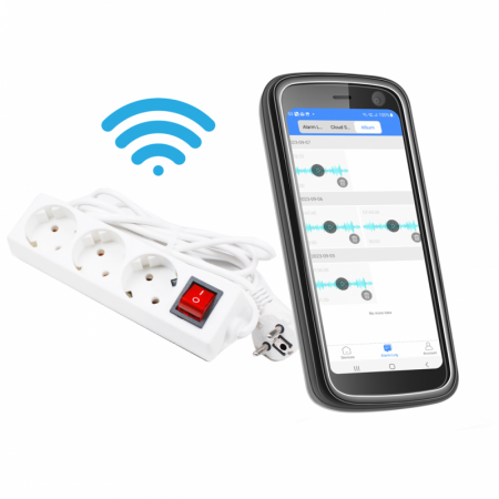 Microfoni Remoti - Ciabatta 220V con bottone, microfono e registratore Wi-Fi