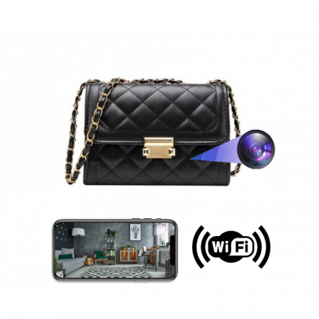 Registratori vocali - Telecamera Spia HD WIFI Integrata nella Borsa da Donna - Sensore di Movimento + Notifica - Trasmissione Audio-Video in Tempo Reale - App iOS & Android [M1]
